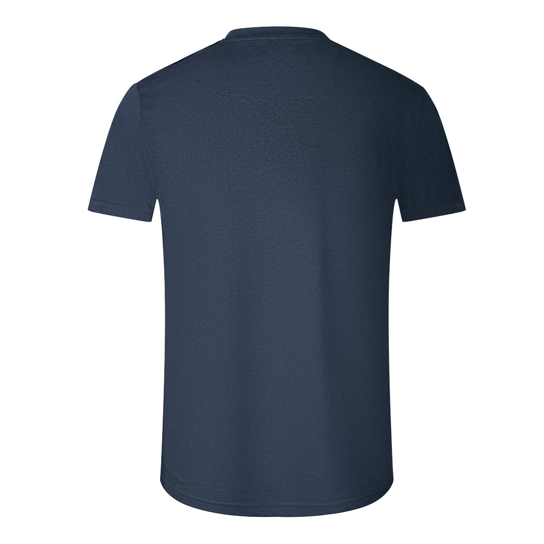 Cavalli Class Slashed Tiger Print Bold Logo Navy T-Shirt