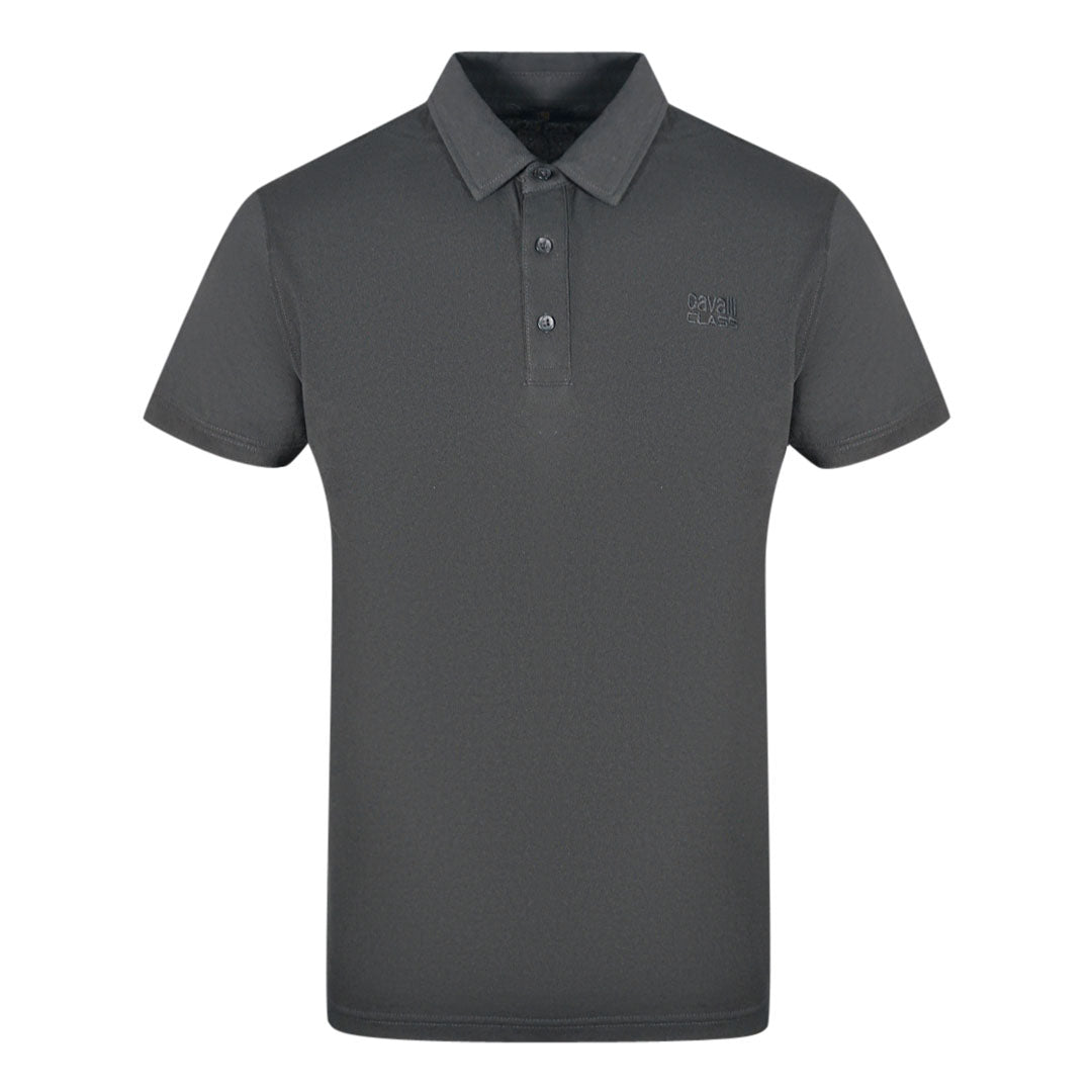 Cavalli Class Brand Logo Black Polo Shirt