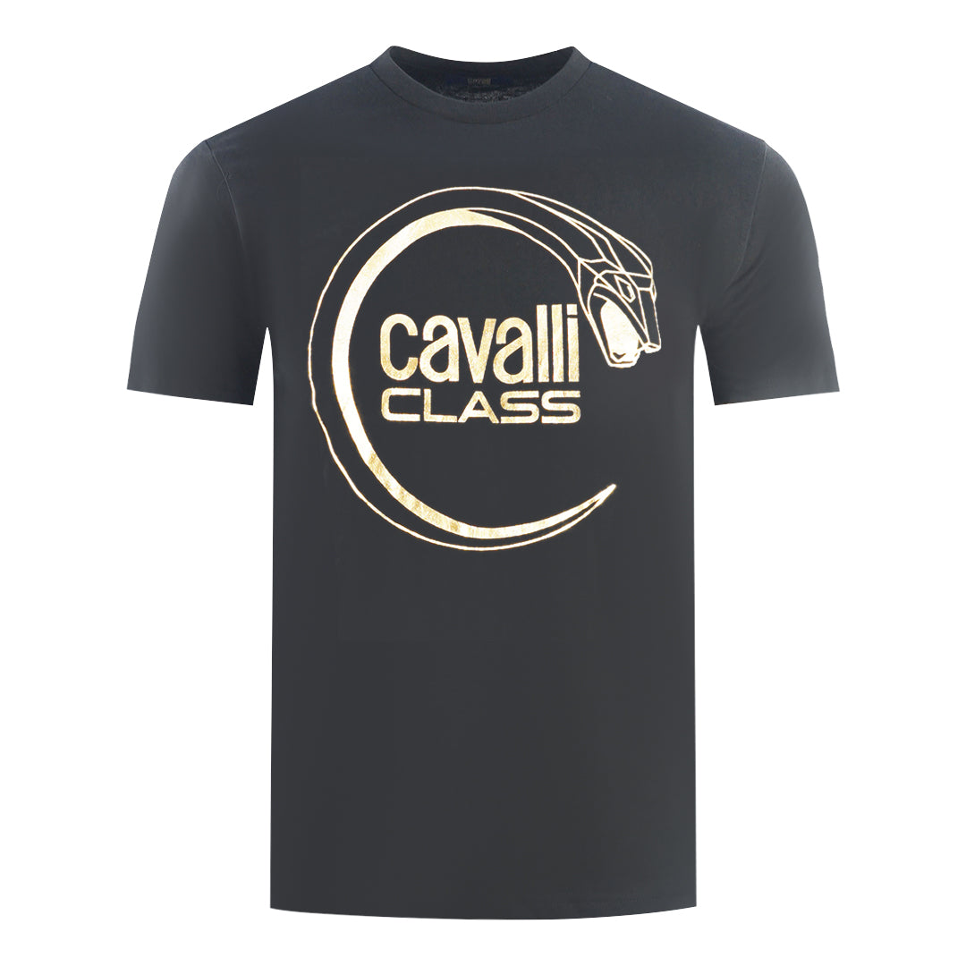 Cavalli Class Piercing Snake Logo Black T-Shirt