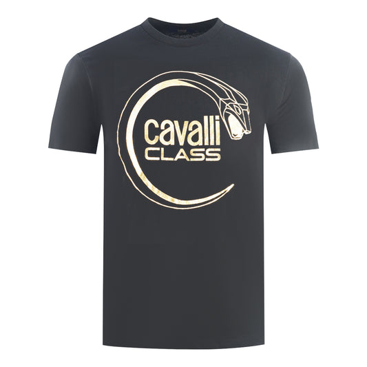 Cavalli Class Piercing Snake Logo Black T-Shirt
