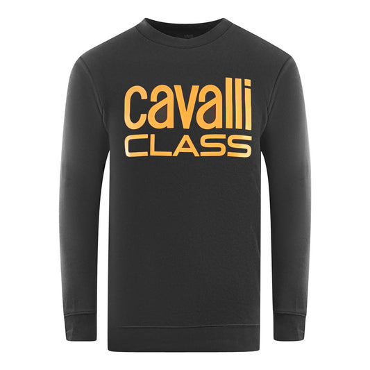 Cavalli Class Bold Brand Logo Black Sweatshirt