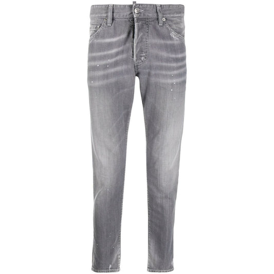 Dsquared2 Skinny Dan Faded Grey Paint Splatter Effect Jeans