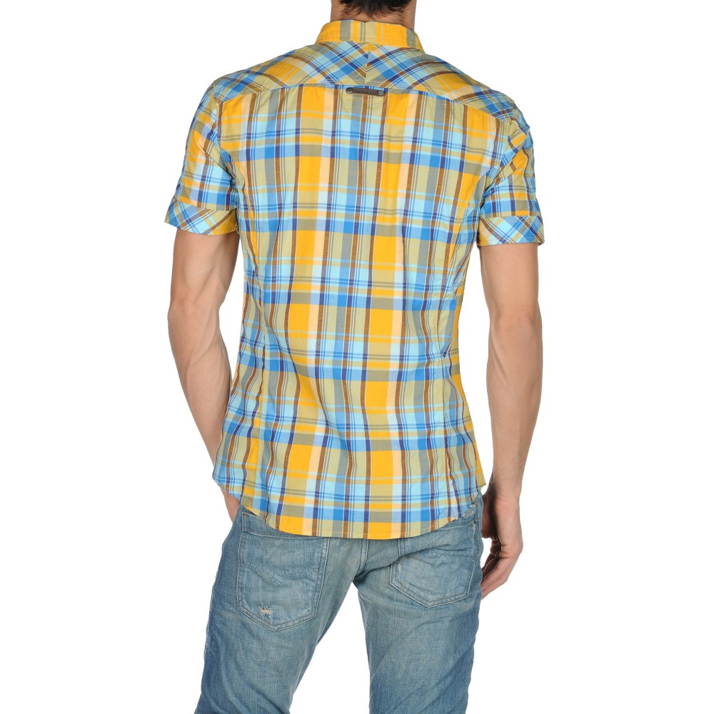 Diesel Senecas Slim Fit Yellow Check Casual Shirt