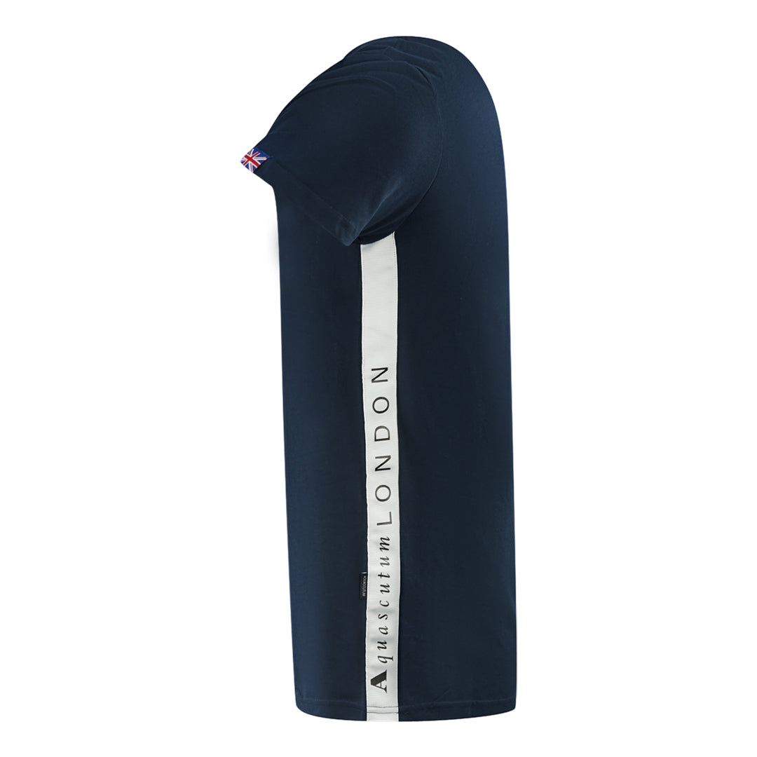 Aquascutum London 1851 Tape Logo Navy Blue T-Shirt