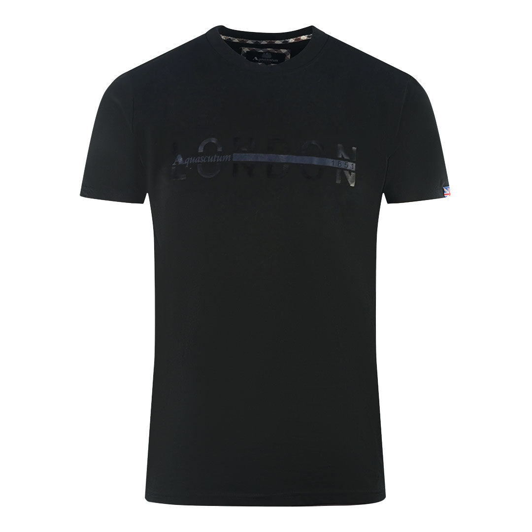 Aquascutum London 1851 Split Logo Black T-Shirt