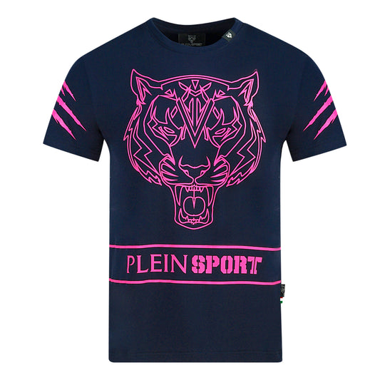 Philipp Plein Sport Tiger Scratch Navy Blue T Shirt