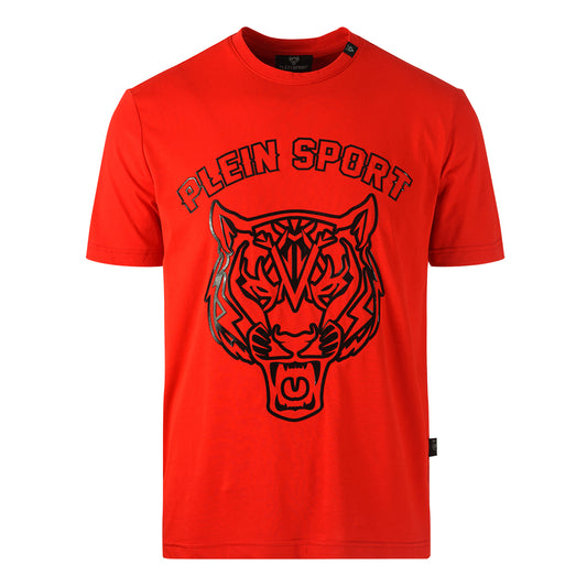 Plein Sport Tiger Head Logo Red T-Shirt