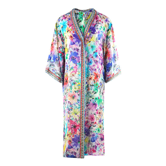 Inoa Tivoli Gardenia Pink Floral Long Kimono