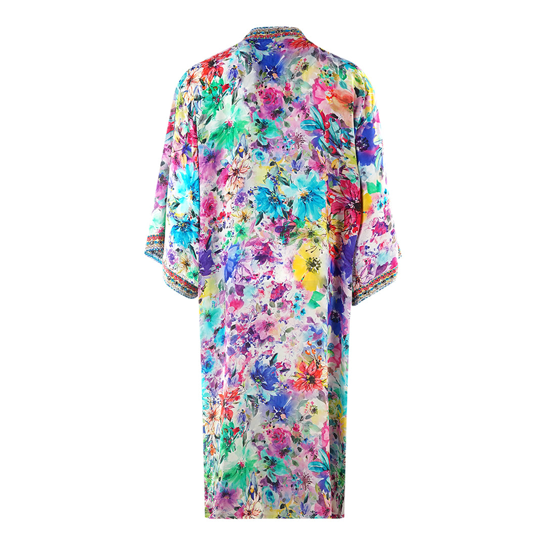 Inoa Tivoli Gardenia Pink Floral Long Kimono