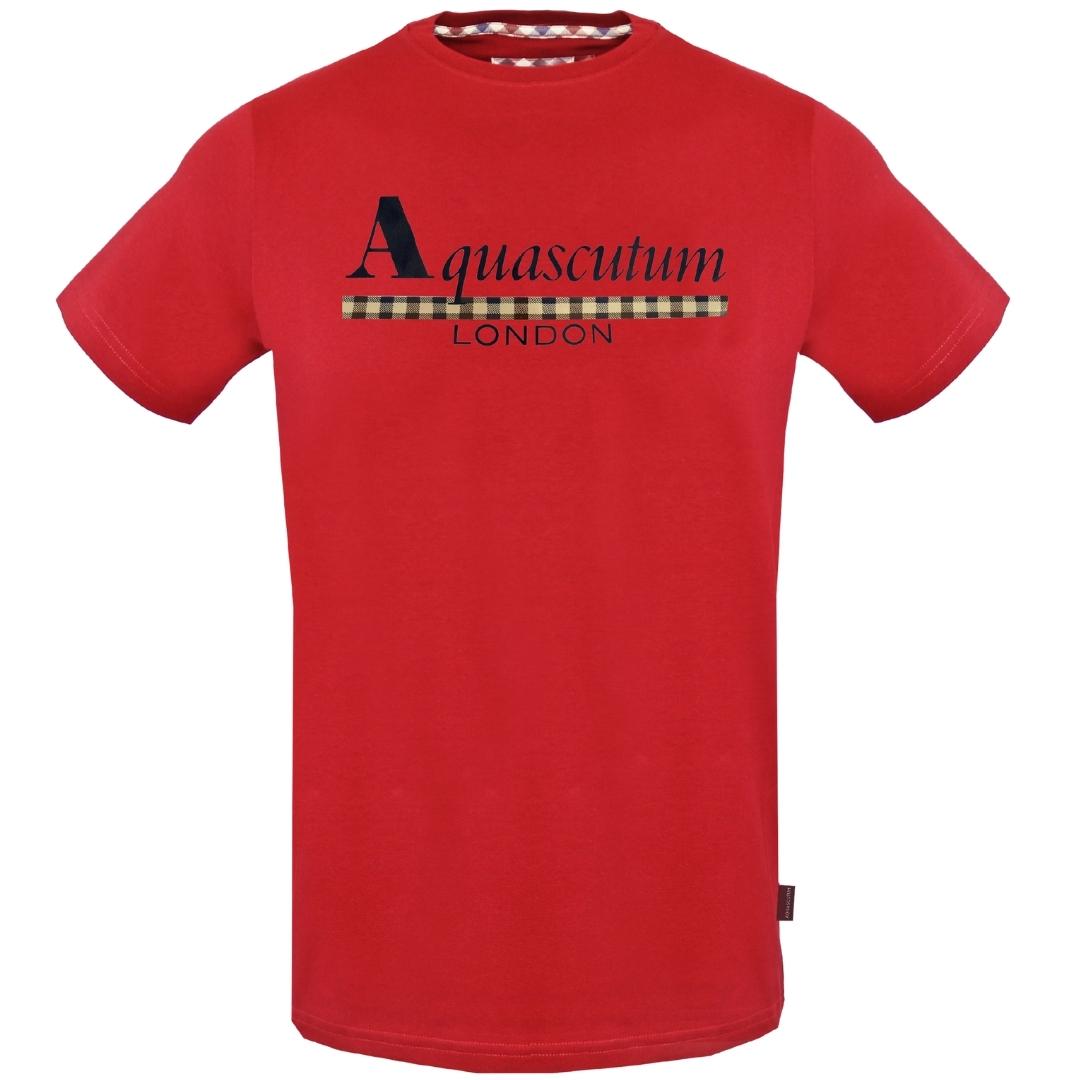 Aquascutum Check Strip Logo Red T-Shirt