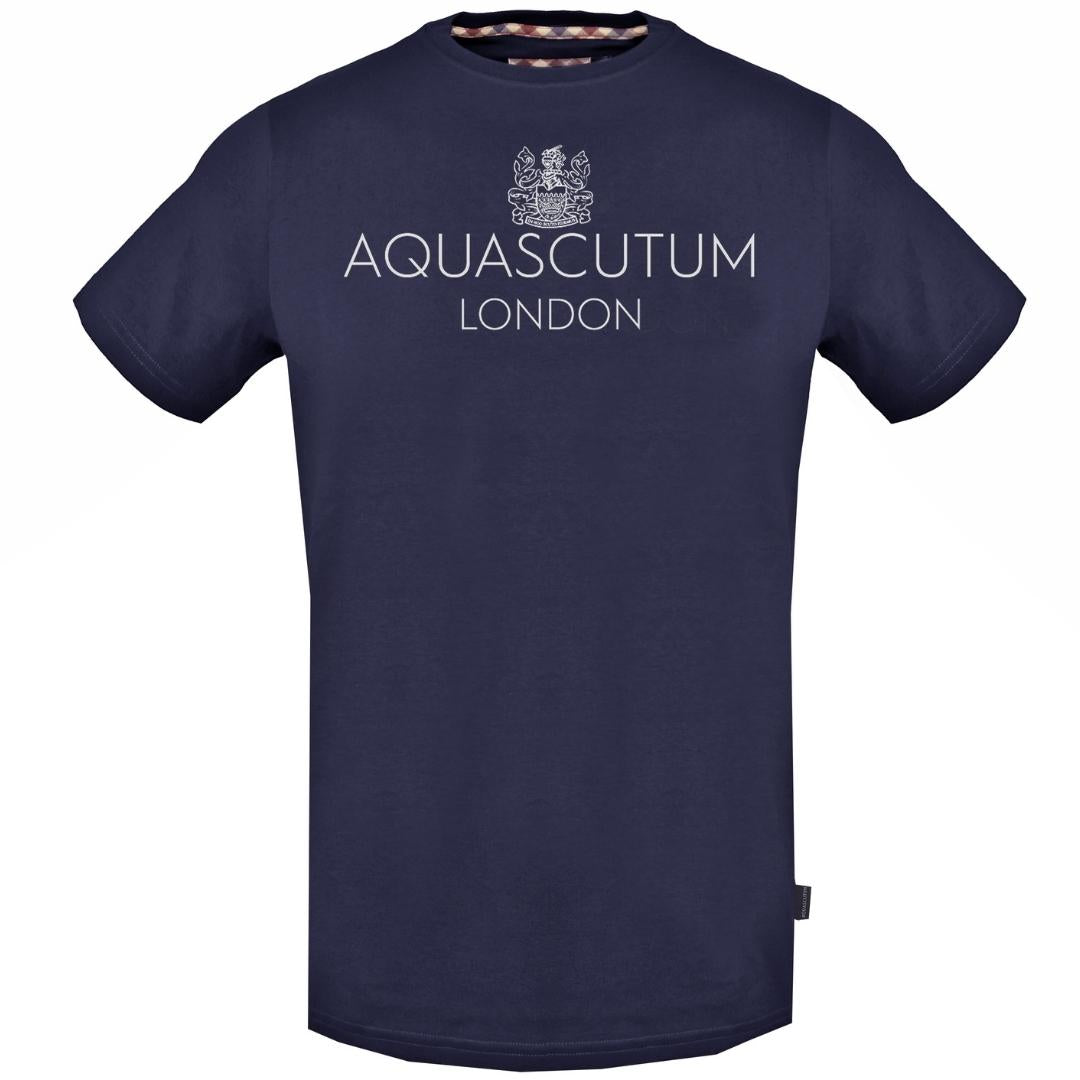 Aquascutum Bold London Logo Navy T Shirt