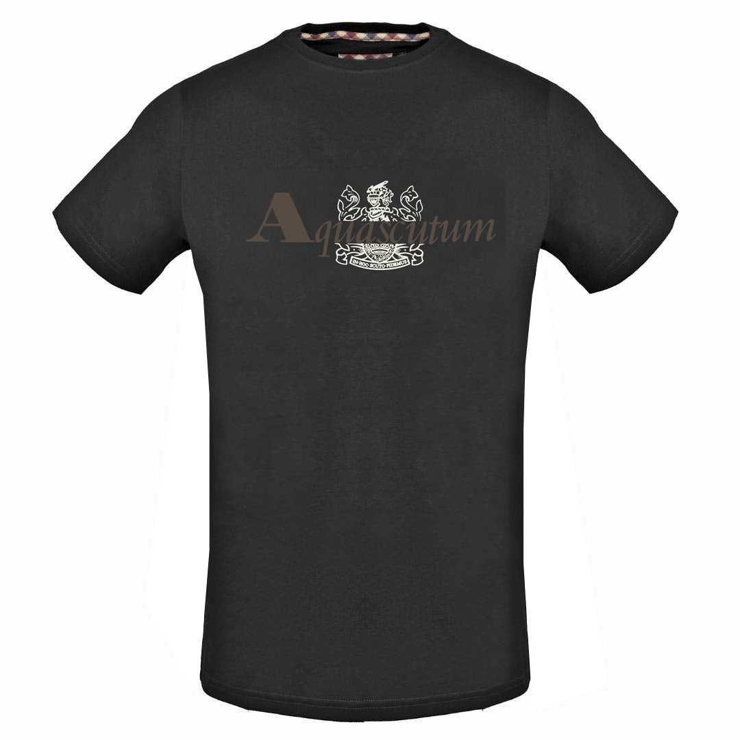 Aquascutum Brand Aldis Logo Black T-Shirt - Nova Clothing