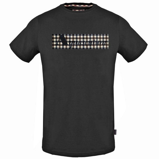 Aquascutum Check Box Logo Black T-Shirt