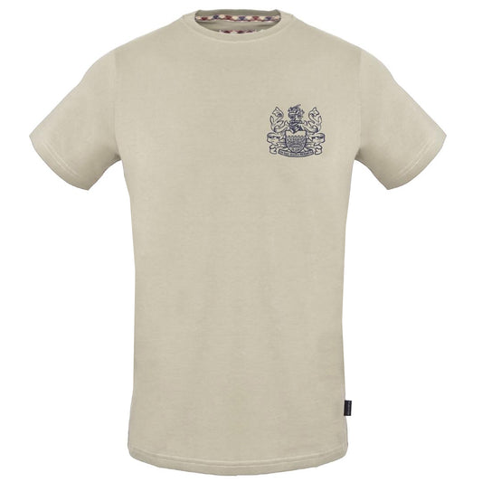 Aquascutum Stitched Aldis Logo Beige T Shirt