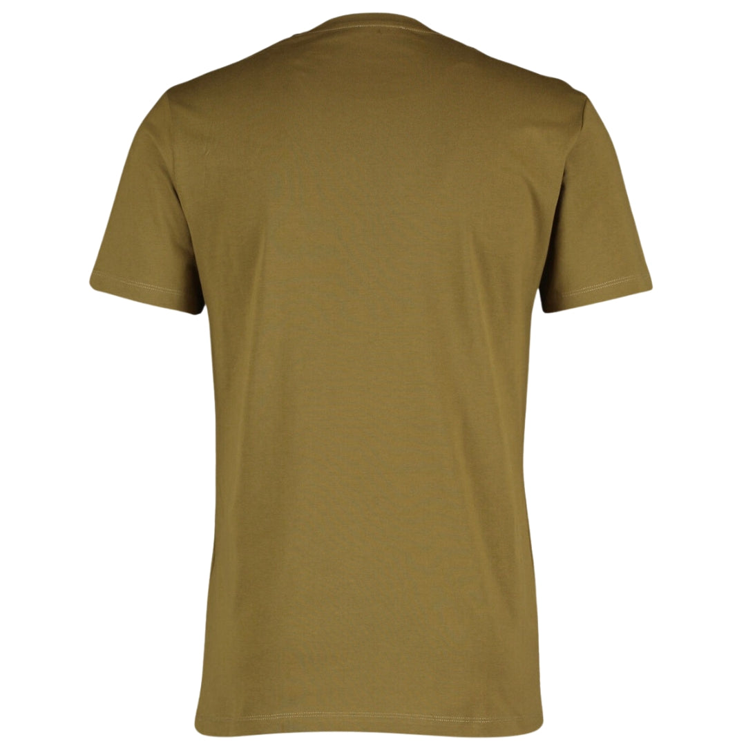 Balmain Brand Embossed Logo Khaki Green T Shirt