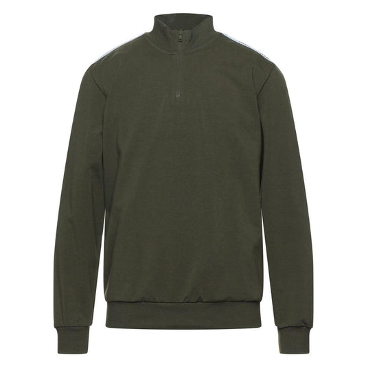 Moschino Quarter Zip Tape Logo Green Sweater