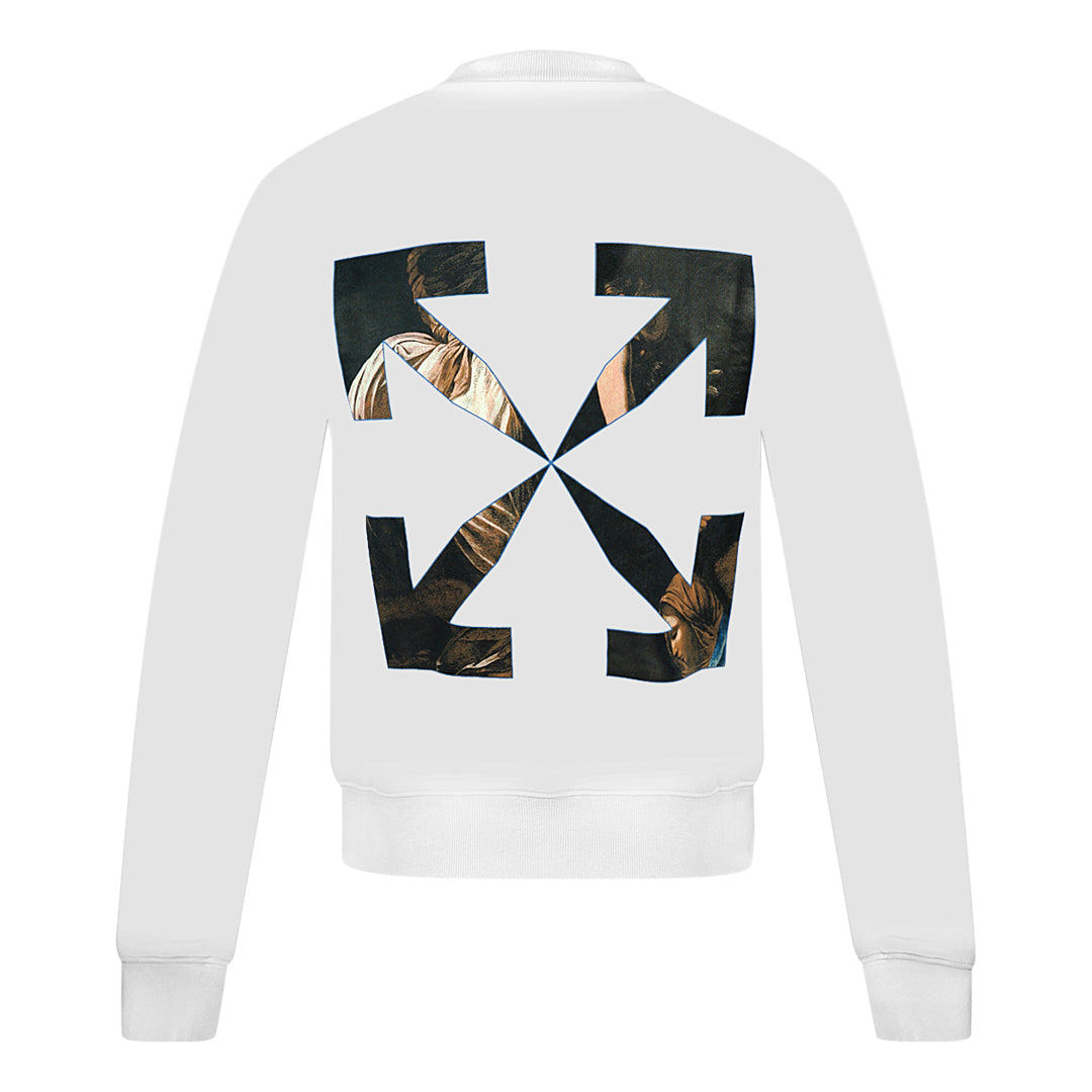 Off White Caravaggio Angel Arrow Logo White Sweatshirt