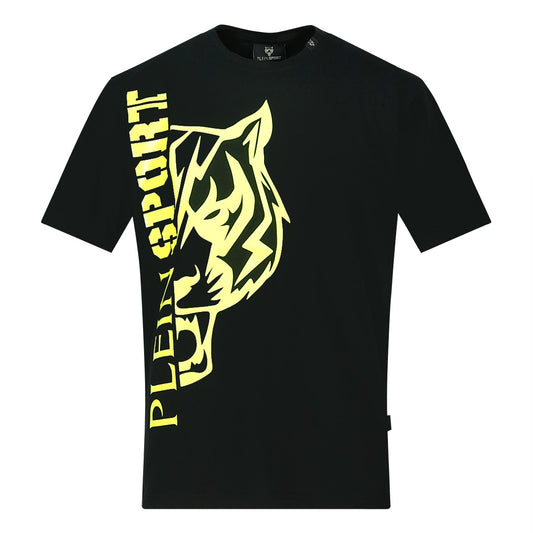 Plein Sport Yellow Bold Split Logo Black T-Shirt